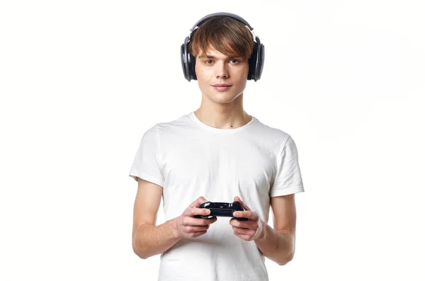 Jeune Homme Jouant Jeu Avec Joystick — Photo