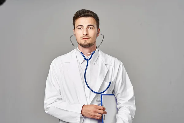 Studio Shot Young Doctor Stethoscope Isolated Background — Stock Photo, Image