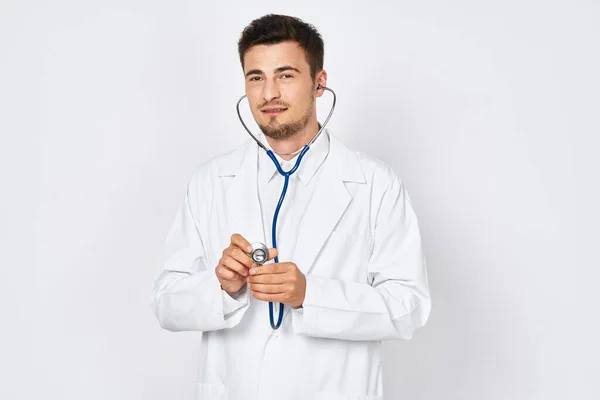 Studio Shot Young Doctor Stethoscope Isolated Background — Stock Photo, Image