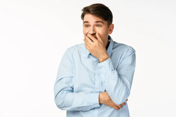 Young Handsome Surprised Businessman Studio Isolated — Stock Photo, Image