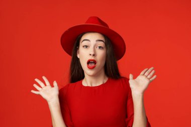 Stüdyoda poz veren güzel bir kadın. Moda fotoğrafı. 