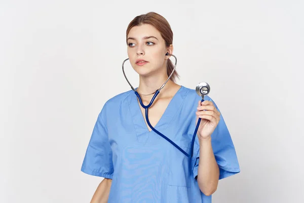 Prise Vue Jeune Femme Médecin Avec Stéthoscope — Photo