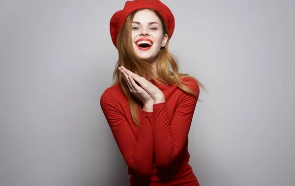 Belle Jeune Femme Chapeau Studio — Photo