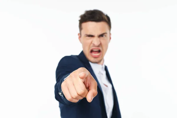 Young Handsome Businessman Pointing White — Stock Photo, Image