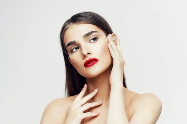 Tiro Estúdio Retrato Jovem Mulher Bonita — Fotografia de Stock