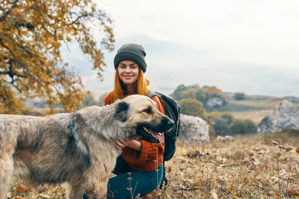 Mulher Bonita Com Cão — Fotografia de Stock