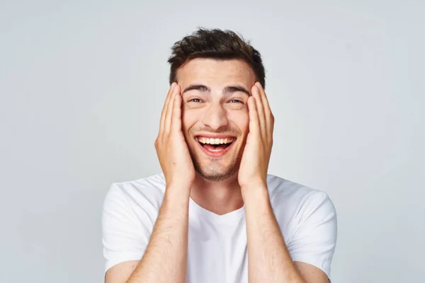 Young Man Laughing Studio Isolated Background — Stock Photo, Image