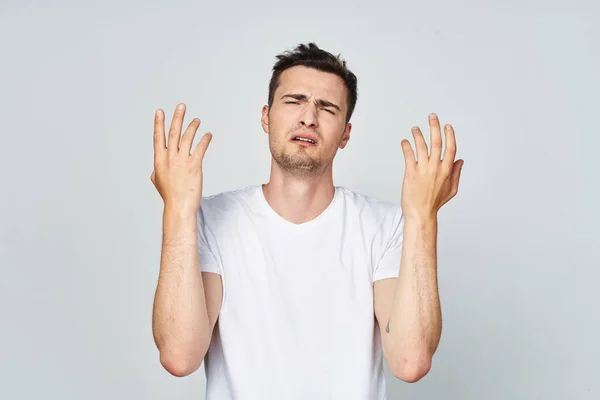 Young Man Disappointed Studio Isolated Background — Stok fotoğraf