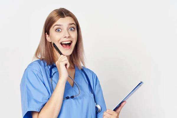 Studio Shot Young Nurse Has Idea White Background — Stock Photo, Image