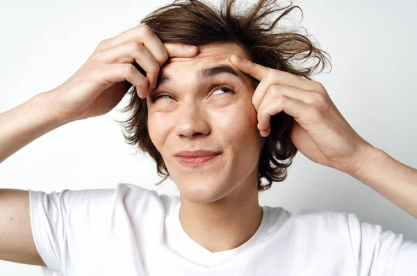 Young Handsome Man Pimple Studio — Stock Photo, Image