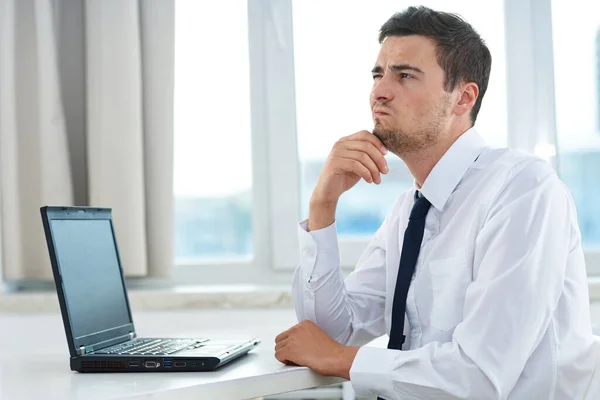 Young Handsome Man Working Laptop Office — Stock Photo, Image