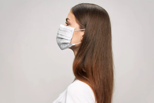Girl Medical face mask side view cropped view safety