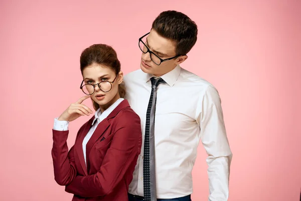 Work colleagues business man and woman office management team officials — Stock Photo, Image