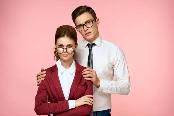 Work colleagues business man and woman office management team officials — Stock Photo, Image