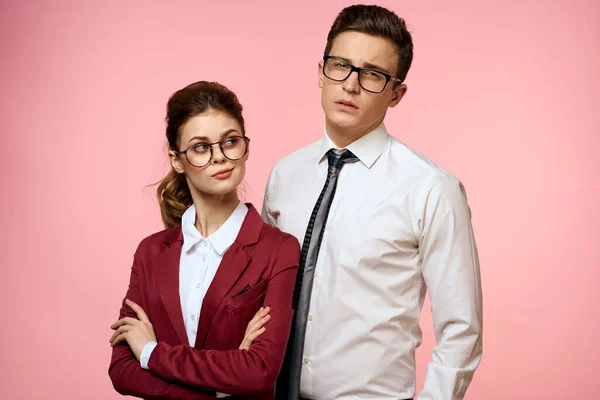 Work colleagues business man and woman office management team officials — Stock Photo, Image