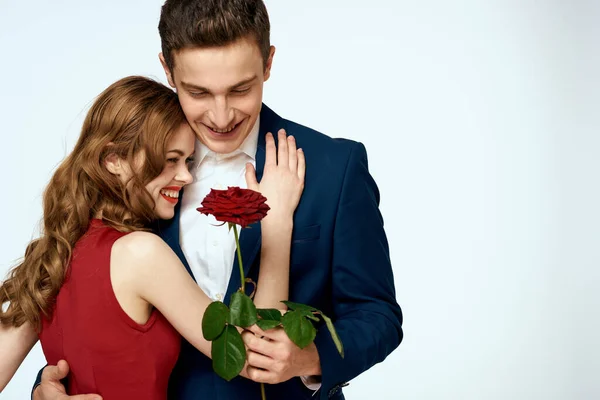 Schöne Paar Charme Beziehung Romantik Rosen Luxus Liebe Licht Hintergrund — Stockfoto