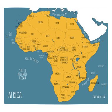 Afrika el çekilmiş siyasi Haritası.