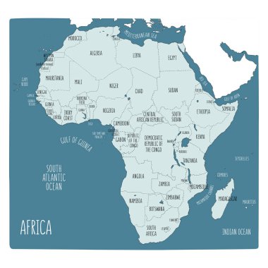 Afrika el çekilmiş siyasi Haritası.
