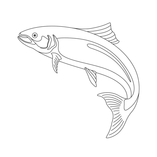 Illustrazione Della Linea Vettoriale Del Pesce Salmone — Vettoriale Stock