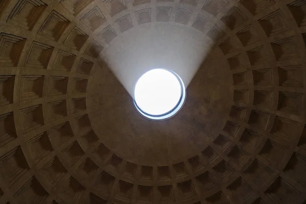 Pantheon dome ceiling geometry with light leak. Rome, Italy