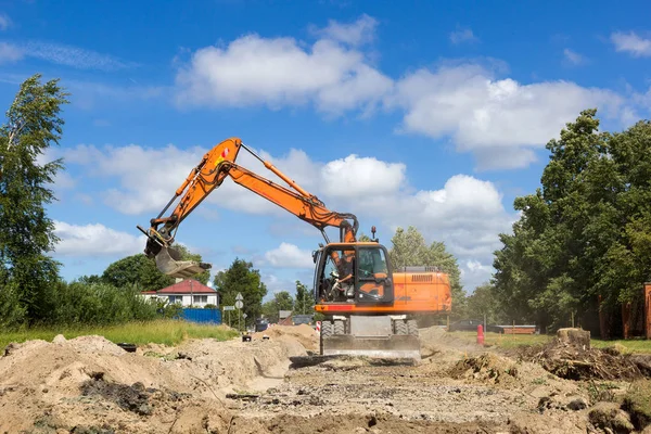 Excavator work on construction site — Stock Photo, Image