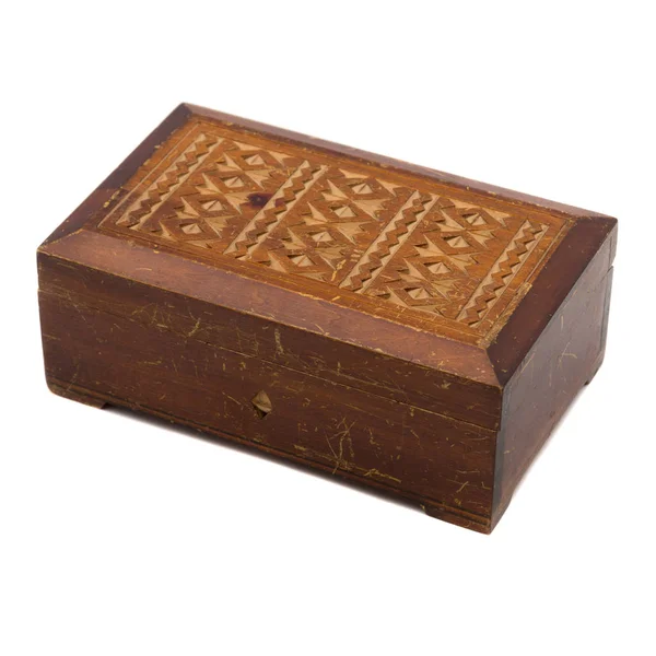 Wooden scratched jewelry box — Stock Photo, Image