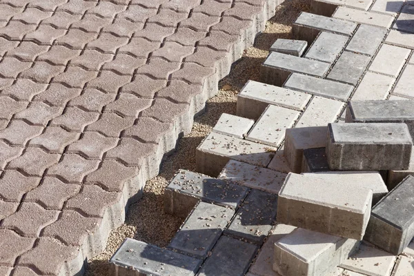 Brick Pavement New Street Construction Suburbia — Stock Photo, Image