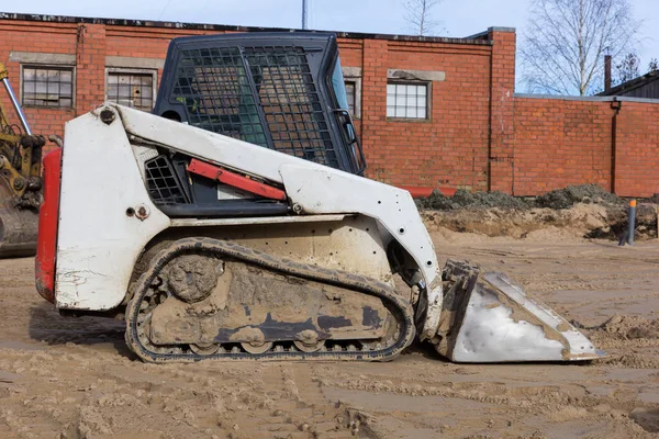 Mini Excavator Bobcat Standing Construction Site — Stock Photo, Image