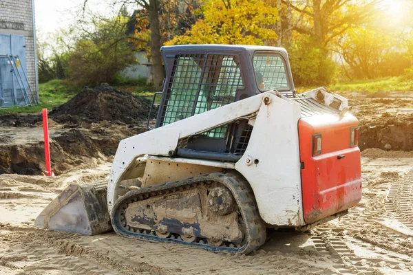 Mini Excavator Bobcat Standing Construction Site — Stock Photo, Image