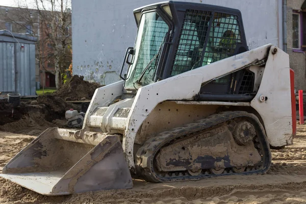 Mini Excavator Bobcat Standing Construction Site — Stock Photo, Image