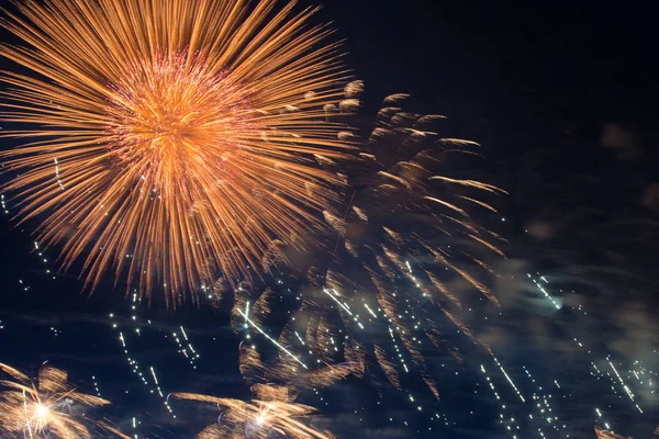 Fuegos artificiales en el cielo negro —  Fotos de Stock