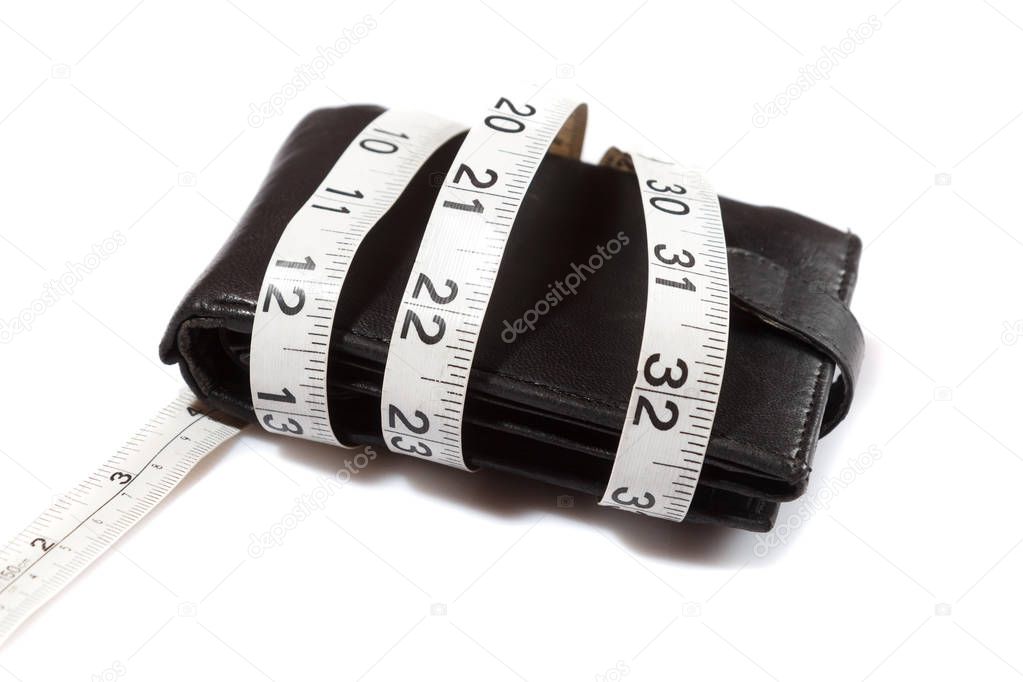 Purse is tied with measuring tape