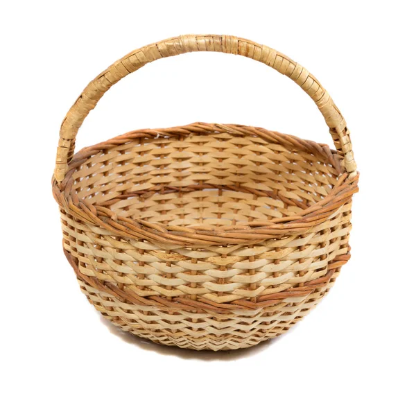 Empty wooden wicker basket — Stock Photo, Image