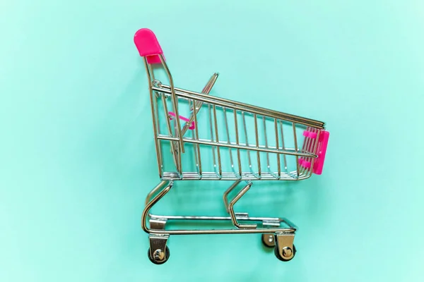 Kleine Supermarkt Kruidenier Push Kar Voor Het Winkelen Speelgoed Met — Stockfoto