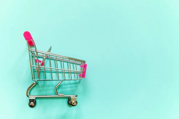 Pequeño Supermercado Carrito Compras Empuje Para Juguete Compras Con Ruedas — Foto de Stock