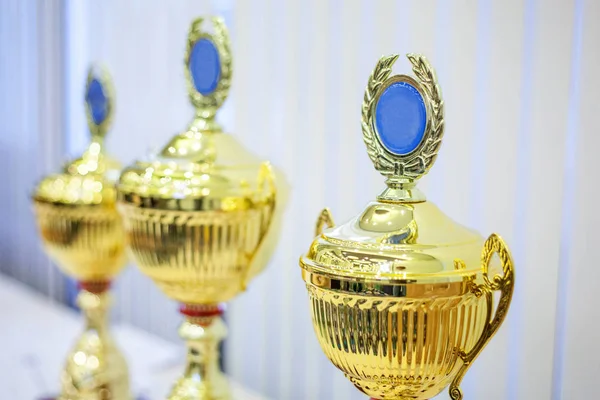 Three Cup Trophies Gold Silver Bronze — Stock Photo, Image