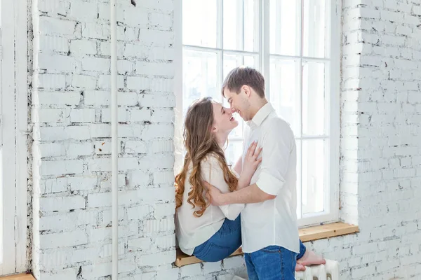 Young Couple Love Couple Supporting Each Other Relying Each Other — Stock Photo, Image