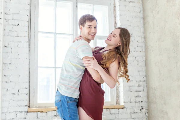 Young Couple Love Couple Supporting Each Other Relying Each Other — Stock Photo, Image