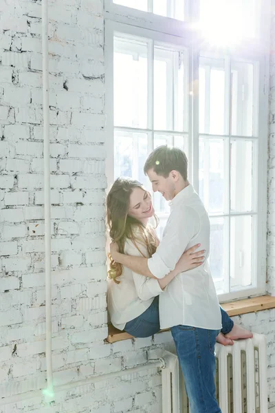 Young Couple Love Couple Supporting Each Other Relying Each Other — Stock Photo, Image