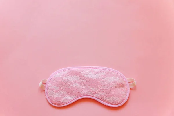 Masque Pour Les Yeux Endormi Isolé Sur Fond Rose Pastel — Photo