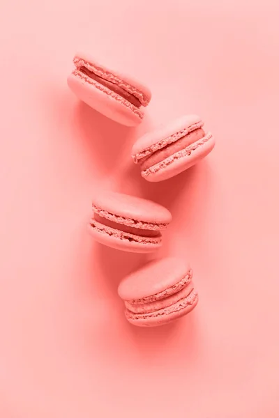 Süße Mandel Macaron Oder Makronen Desserttorte Der Trendigen Farbe Des — Stockfoto