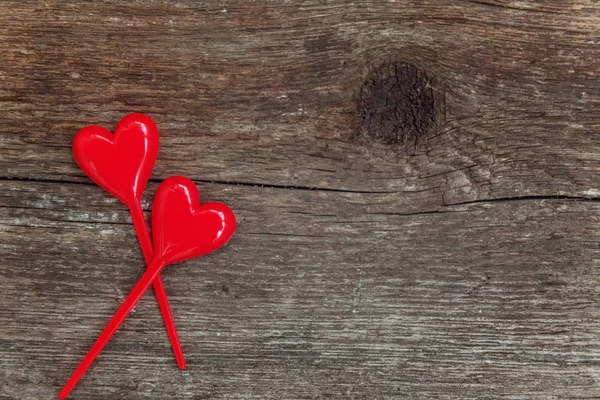 Έννοια Φόντο Ημέρα Του Αγίου Βαλεντίνου Κόκκινες Καρδιές Ρουστίκ Καθιερώνον — Φωτογραφία Αρχείου