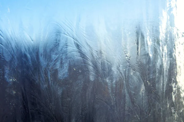 Frozen Winter Window Shiny Ice Frost Pattern Texture Christmas Wonder — Stock Photo, Image