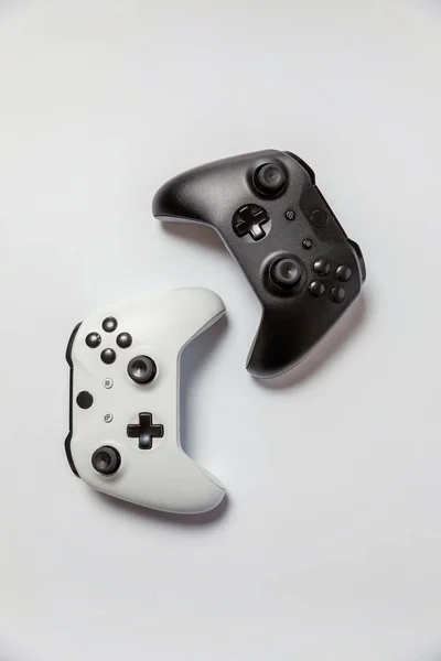 Bianco Nero Due Joystick Gamepad Console Gioco Isolate — Foto Stock