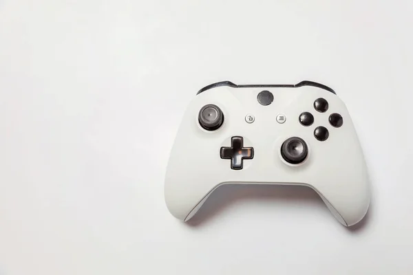 Joystick Bianco Gamepad Console Gioco Isolata Sfondo Bianco Tecnologia Gioco — Foto Stock