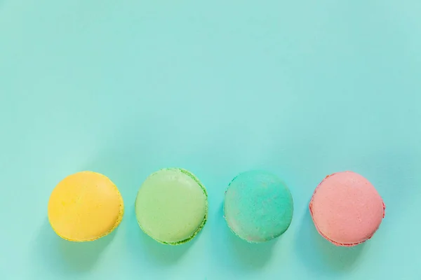 Dulce Almendra Colorido Rosa Azul Amarillo Verde Macaron Tarta Postre — Foto de Stock