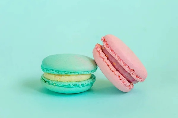 Süße Mandel Bunte Einhorn Blau Rosa Macaron Oder Makronen Desserttorte — Stockfoto