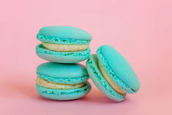 Dulce Almendra Colorido Unicornio Macaron Azul Tarta Postre Macarrón Aislado — Foto de Stock