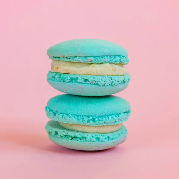 Dulce Almendra Colorido Unicornio Macaron Azul Tarta Postre Macarrón Aislado — Foto de Stock