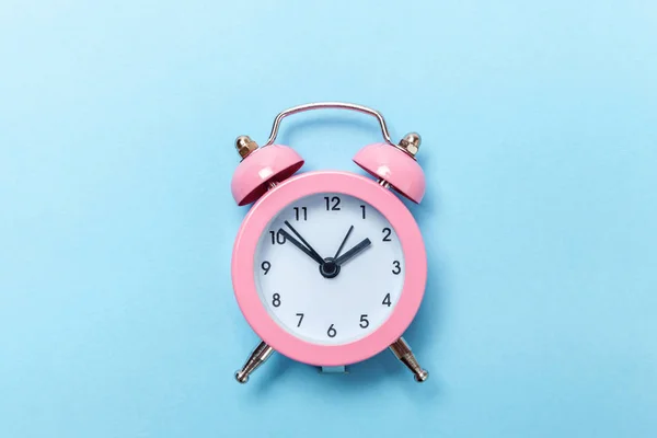 Ringing Twin Bell Vintage Classic Alarm Clock Isolated Blue Pastel — Stock Photo, Image